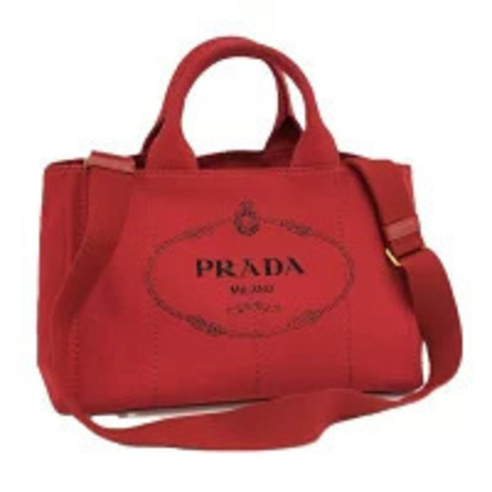 Prada Canapa Handbag Canvas Red